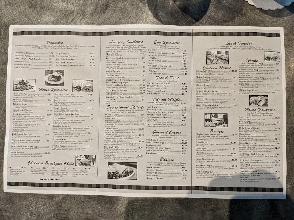 Checkers Pancake House Menu image 1